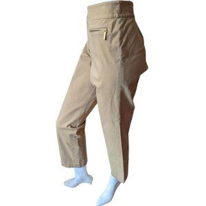 Ralph Lauren Khaki Skinny Trousers Sz 10 Petite Zipper Pockets